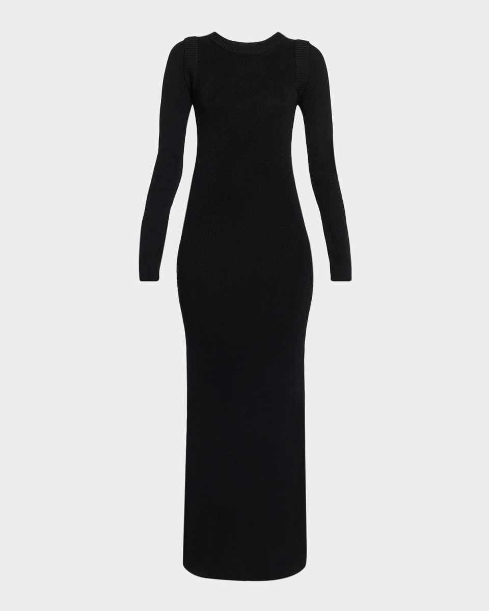 Stefania Shimmer Rib Knit Maxi Sweater Dress